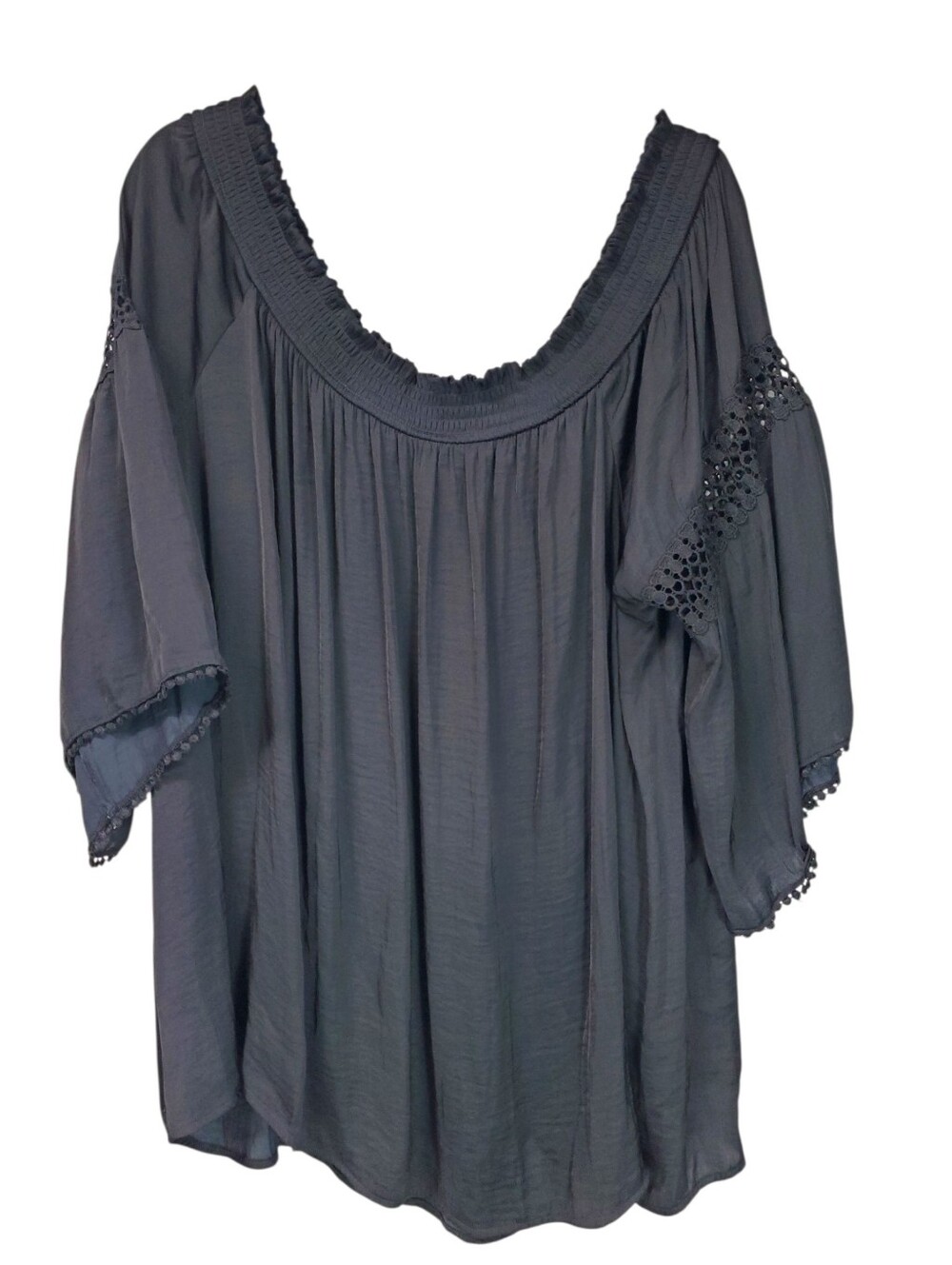 Jennifer Lopez Black Flowing Off The Shoulder Blouse Size 3X Business Casual